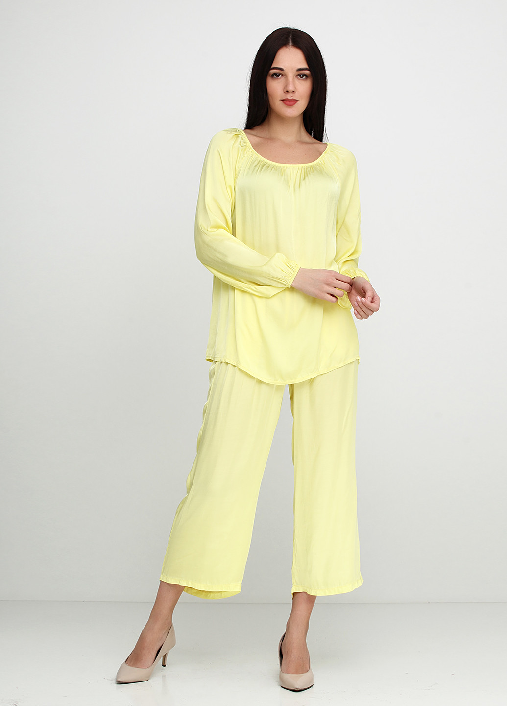 Желтый демисезонный комплект (блуза, брюки) New Collection