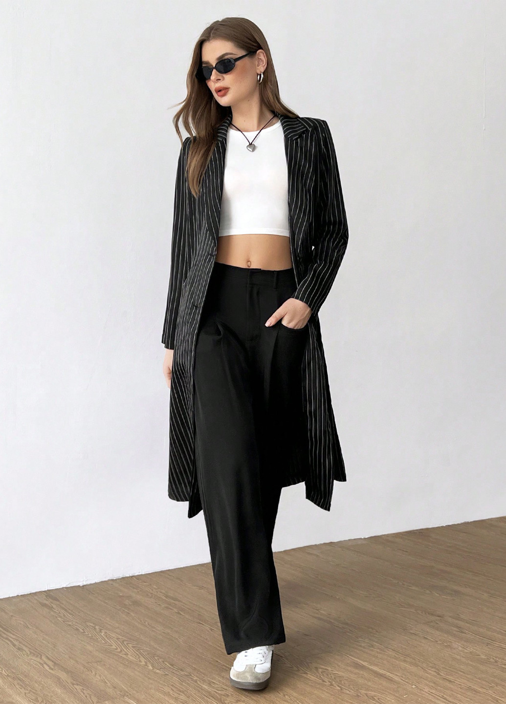 Черное демисезонное Пальто однобортное SHEIN