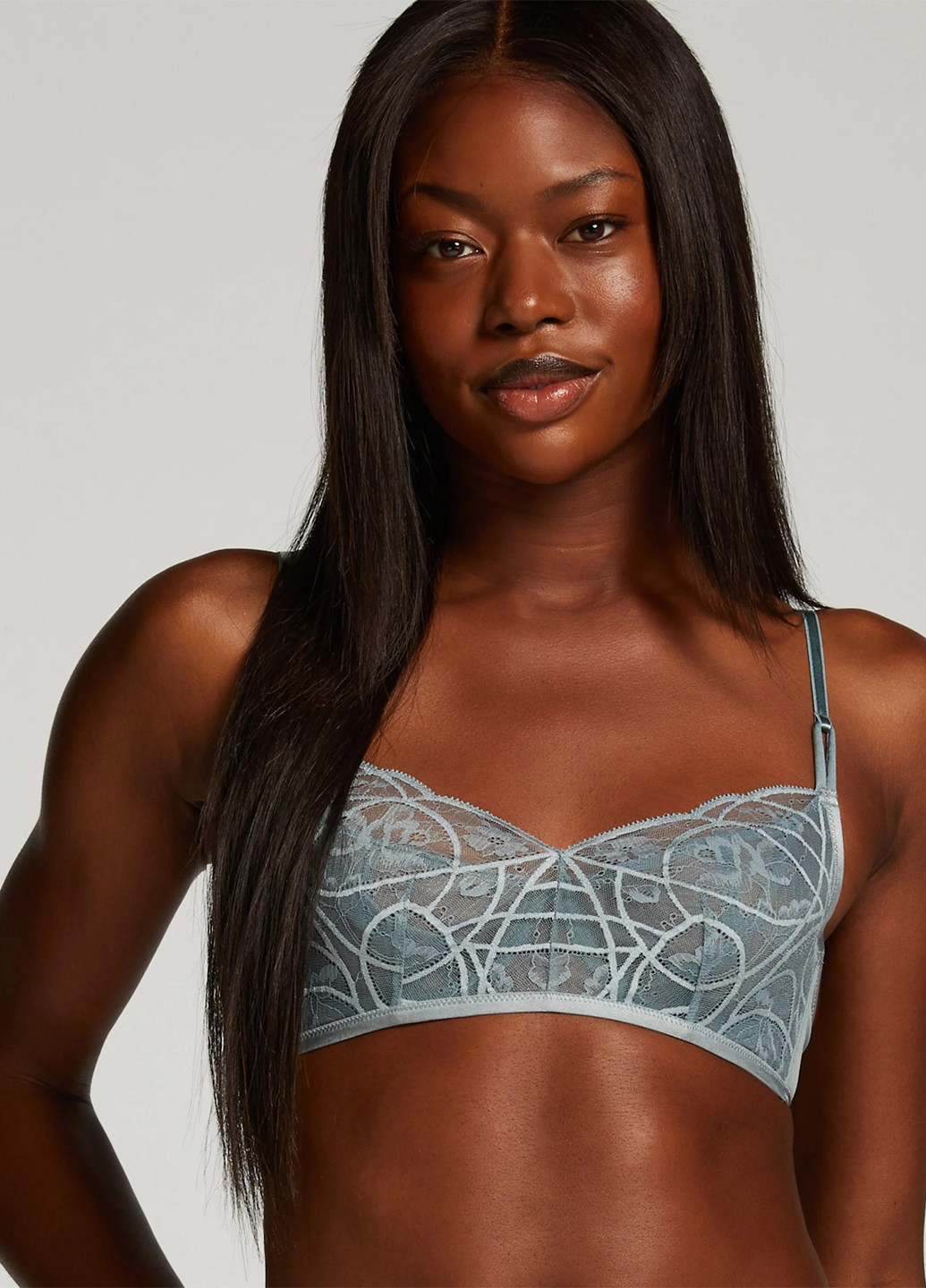 Сіро-голубий бралетт бюстгальтер Hunkemoller з кісточками поліамід