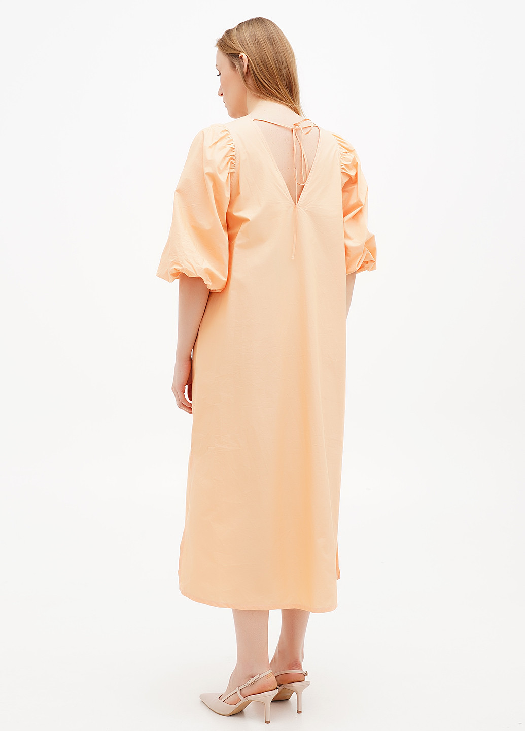 Персиковое кэжуал платье клеш H&M однотонное