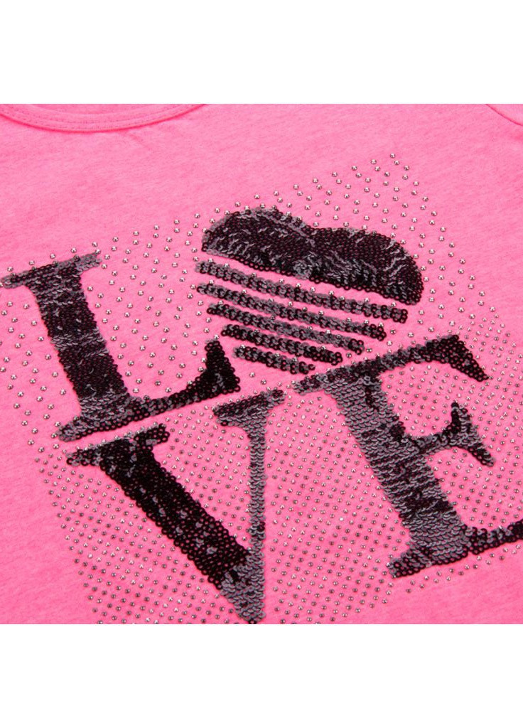Чорний літній костюм десткий з написом "love" з паєток (8307-116g-pink) Breeze