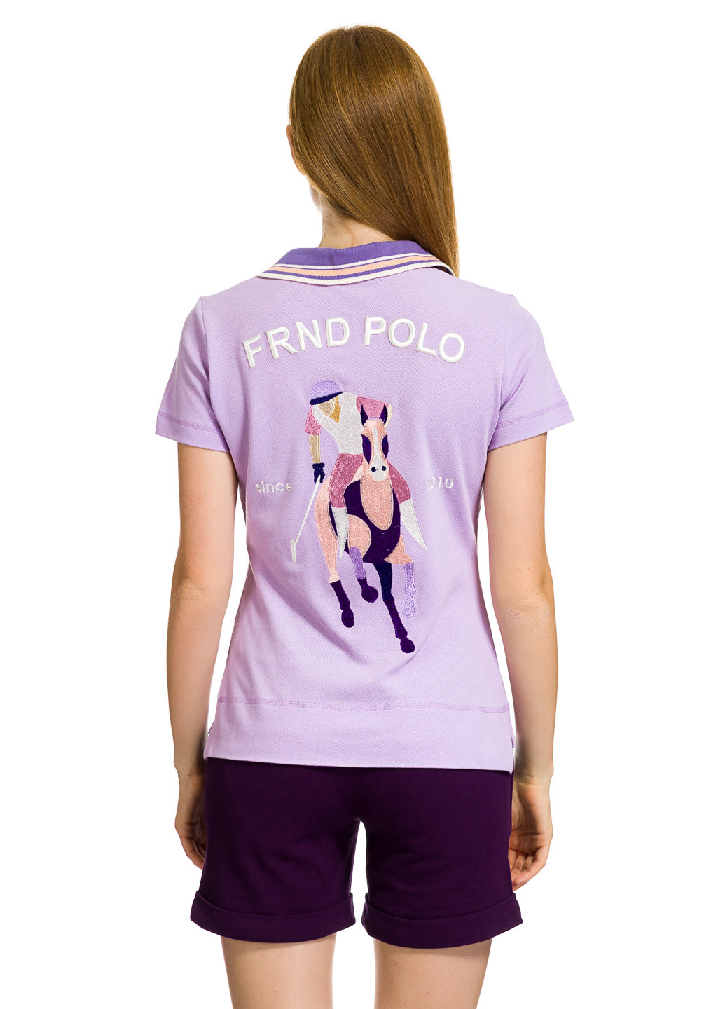Сиреневая женская футболка-поло For Friends с рисунком