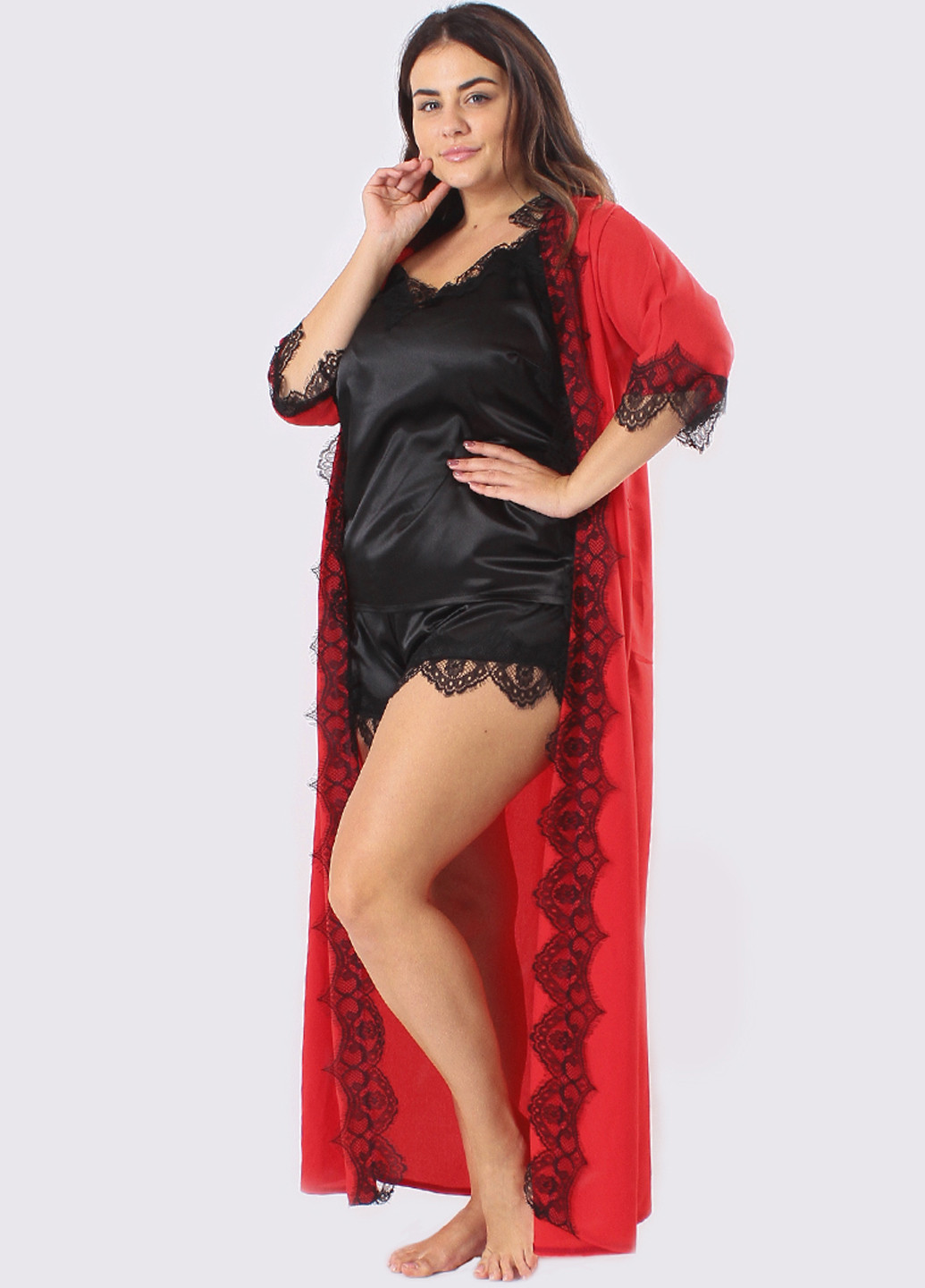 Комбинированный демисезонный комплект (топ, шорты, халат) Ghazel