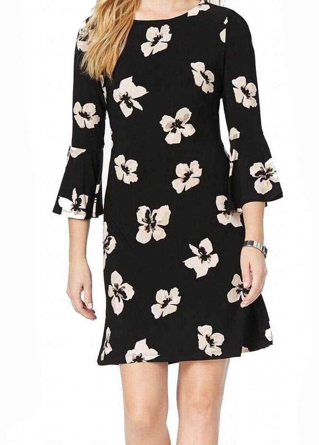 Черное кэжуал платье футляр Tommy Hilfiger с цветочным принтом