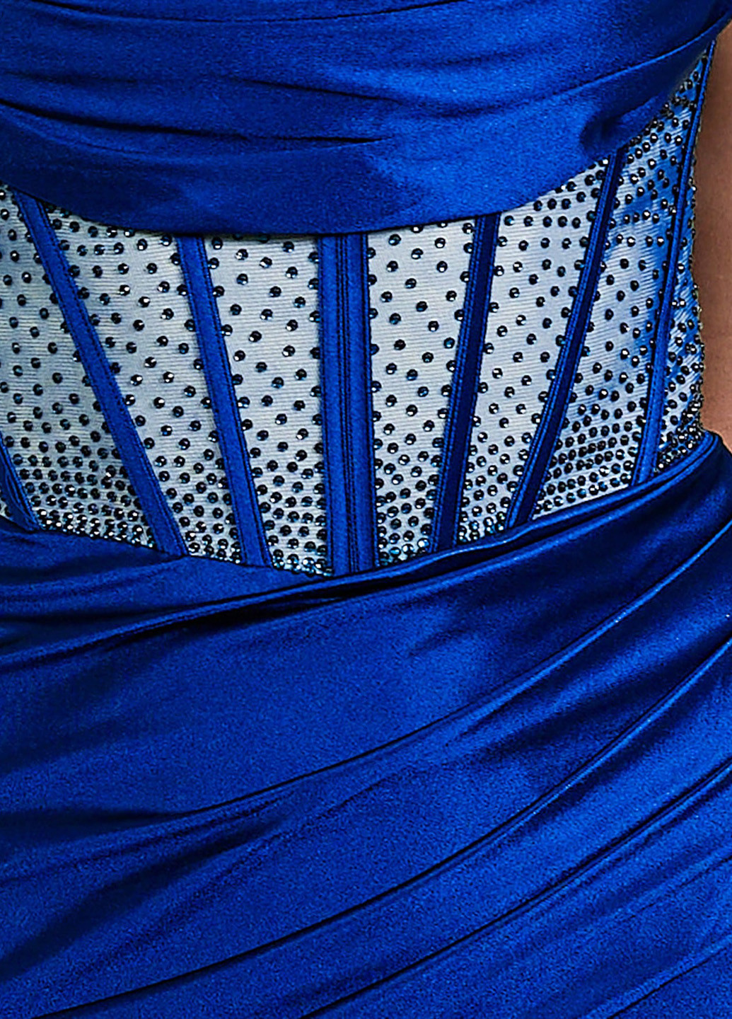 Синя святковий, вечірня сукня зі шлейфом, а-силует, з корсетом SHEIN однотонна