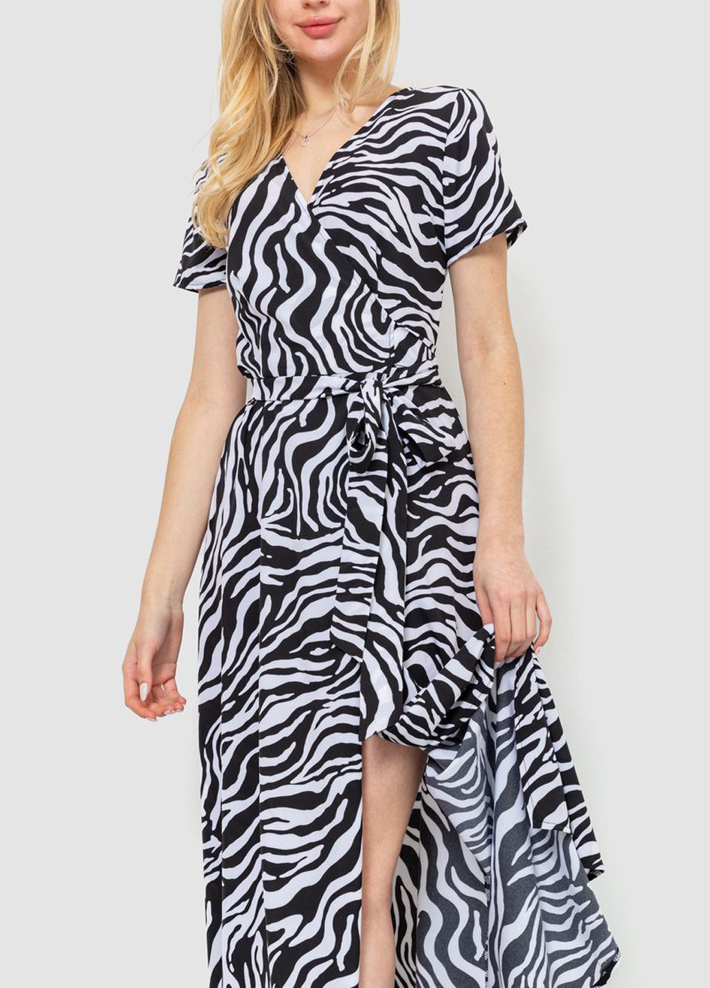 Чорно-білий кежуал сукня на запах Ager зебра