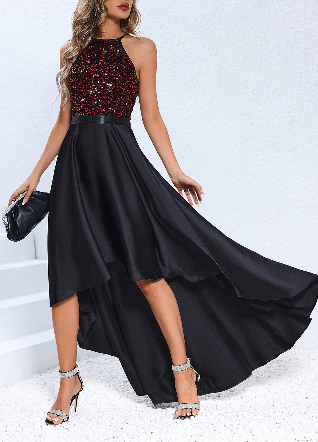 Чорна вечірня сукня а-силует SHEIN однотонна