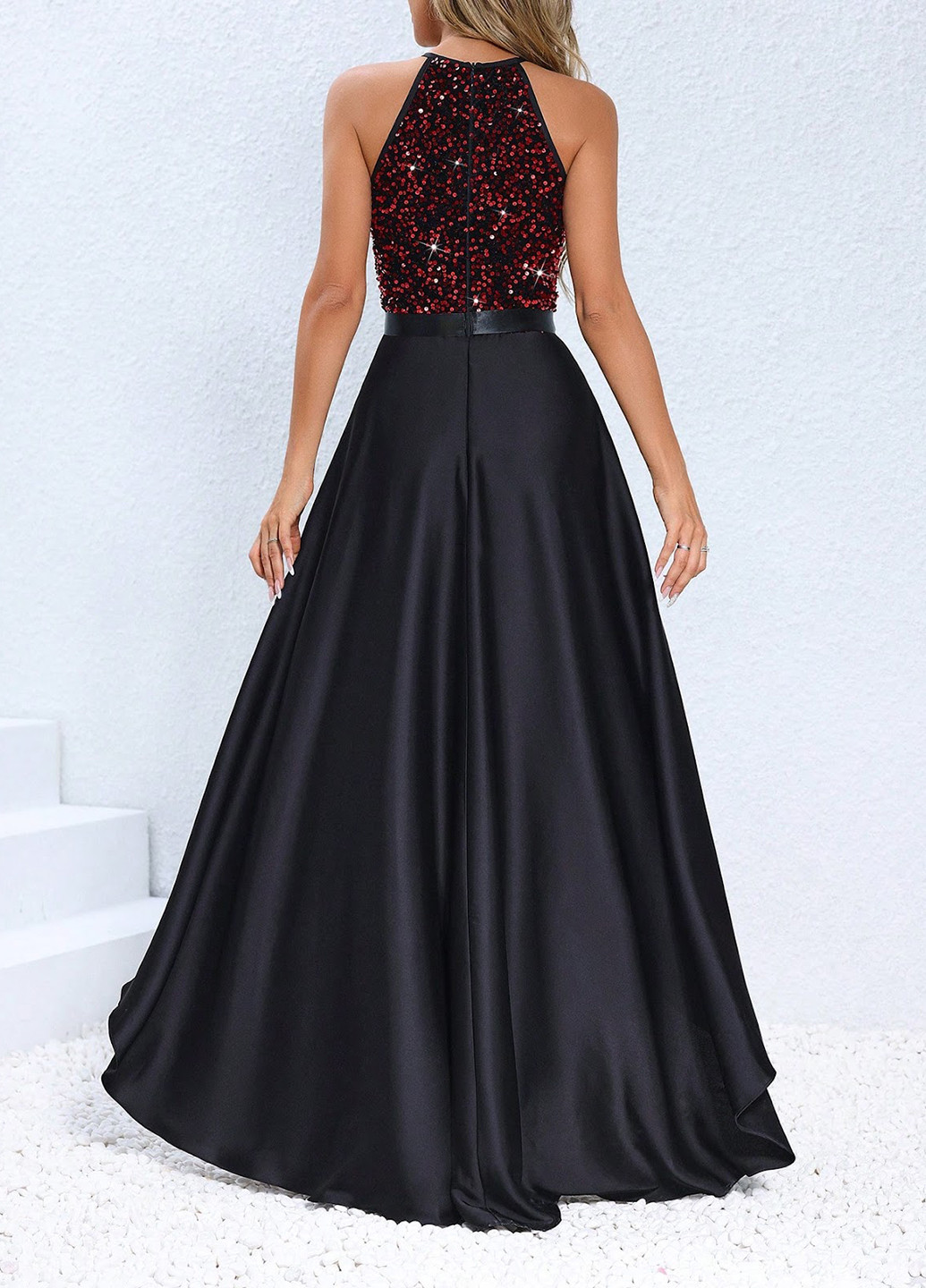 Чорна вечірня сукня а-силует SHEIN однотонна