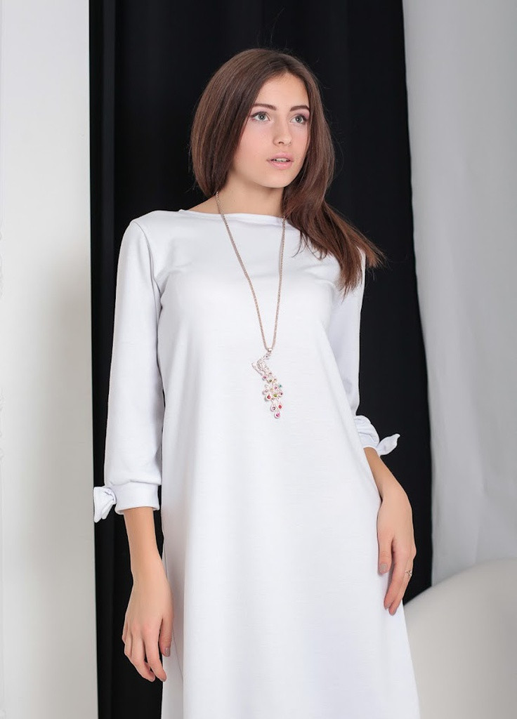 Білий кежуал вільне жіноче плаття трапеція з французького трикотажу ramada білий Podium однотонна