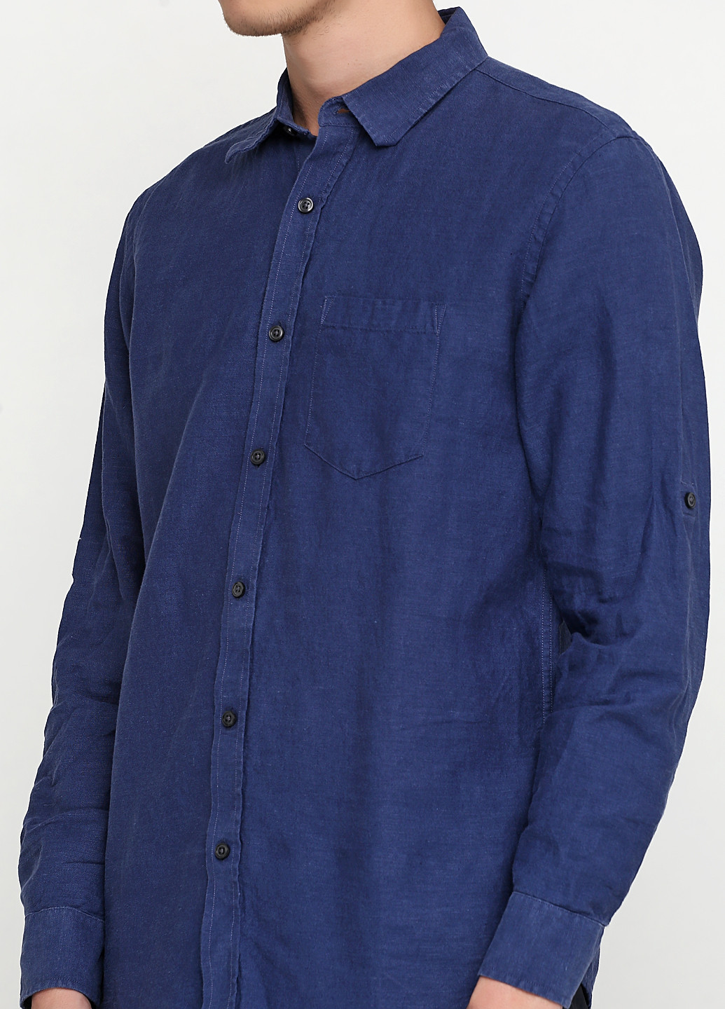 Темно-синяя кэжуал рубашка однотонная Banana Republic с длинным рукавом