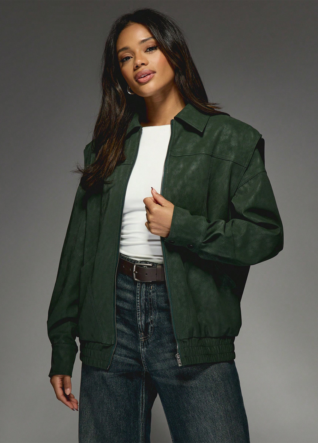 Темно-зелена демісезонна куртка SHEIN