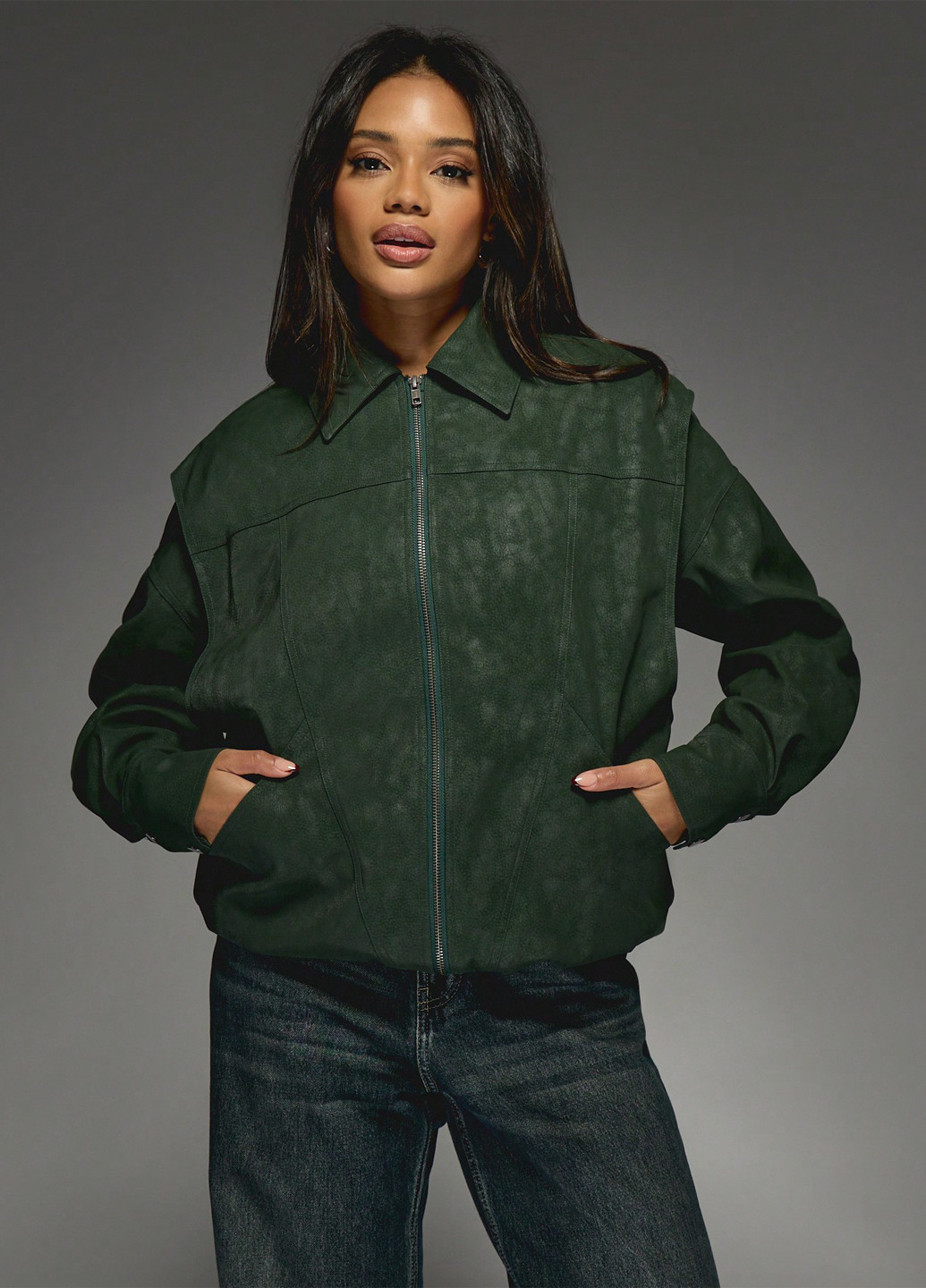 Темно-зелена демісезонна куртка SHEIN