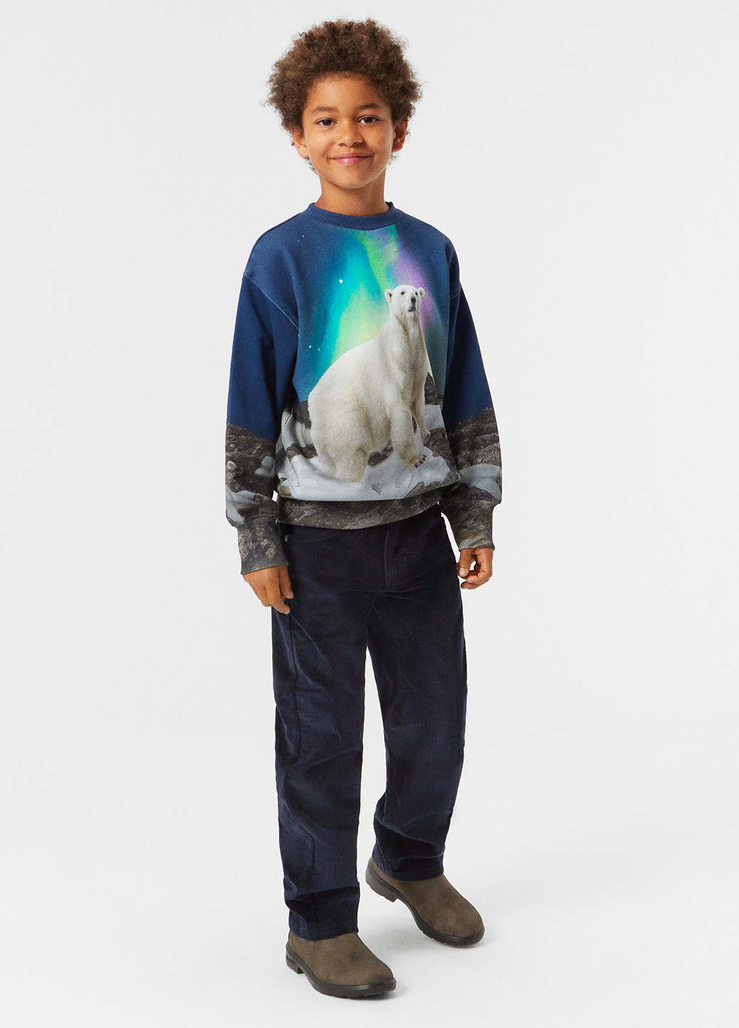 Molo свитшот рисунок синий кэжуал хлопок, трикотаж