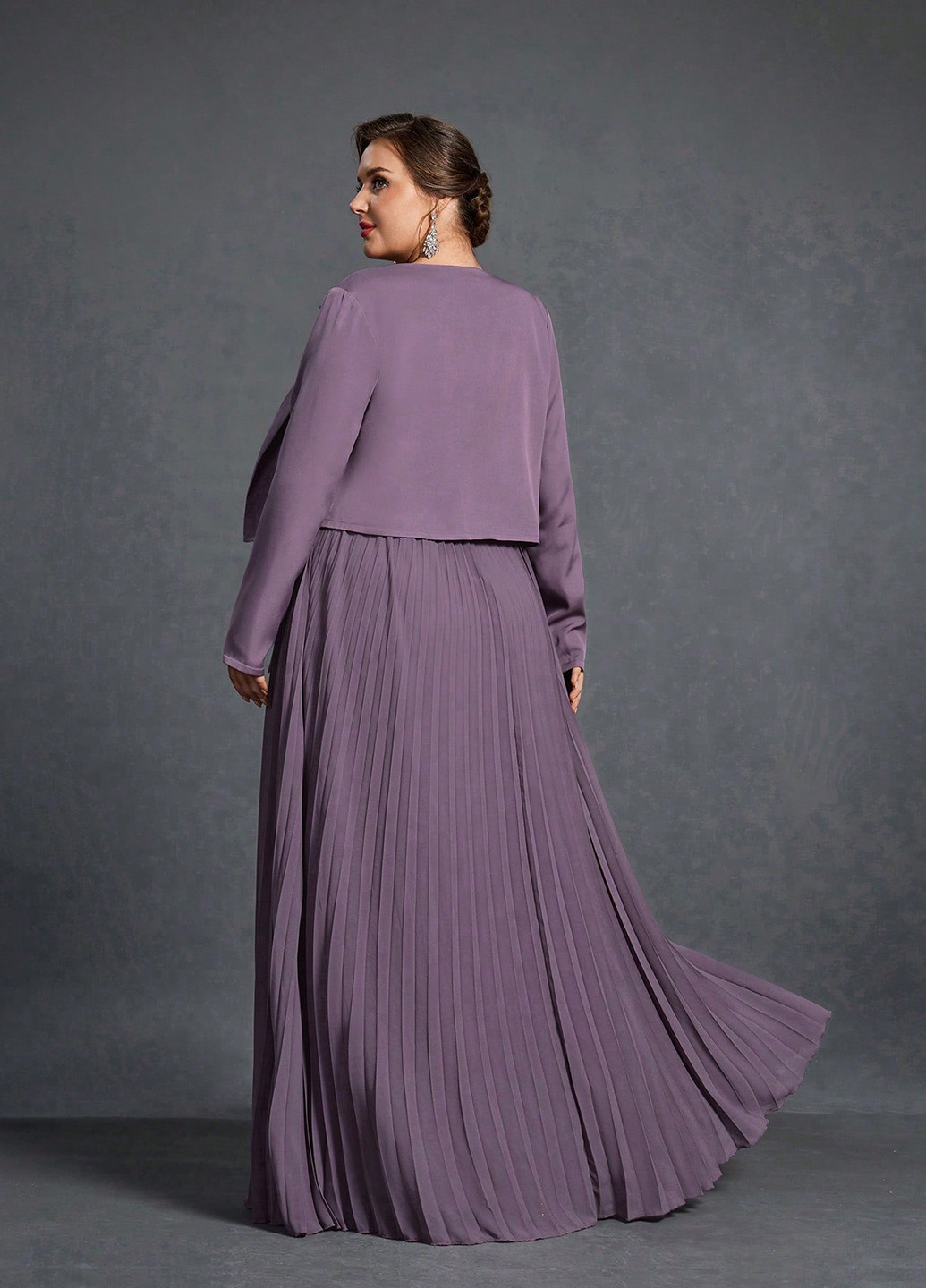 Темно-лиловое вечернее платье плиссированное SHEIN однотонное