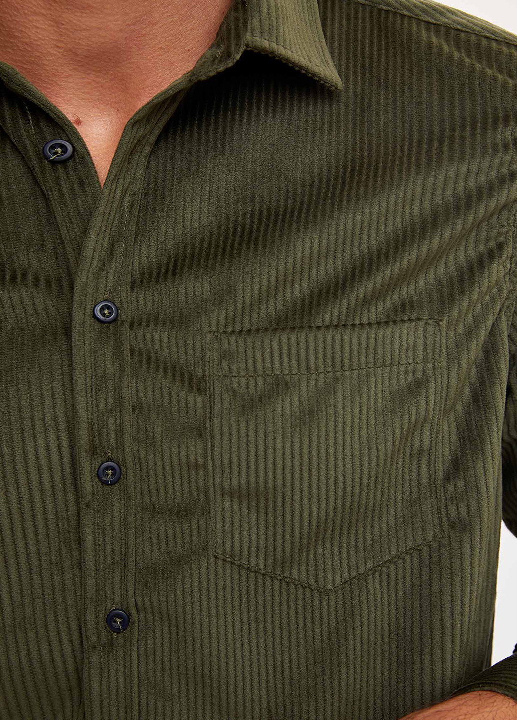 Оливковковая (хаки) кэжуал рубашка DeFacto