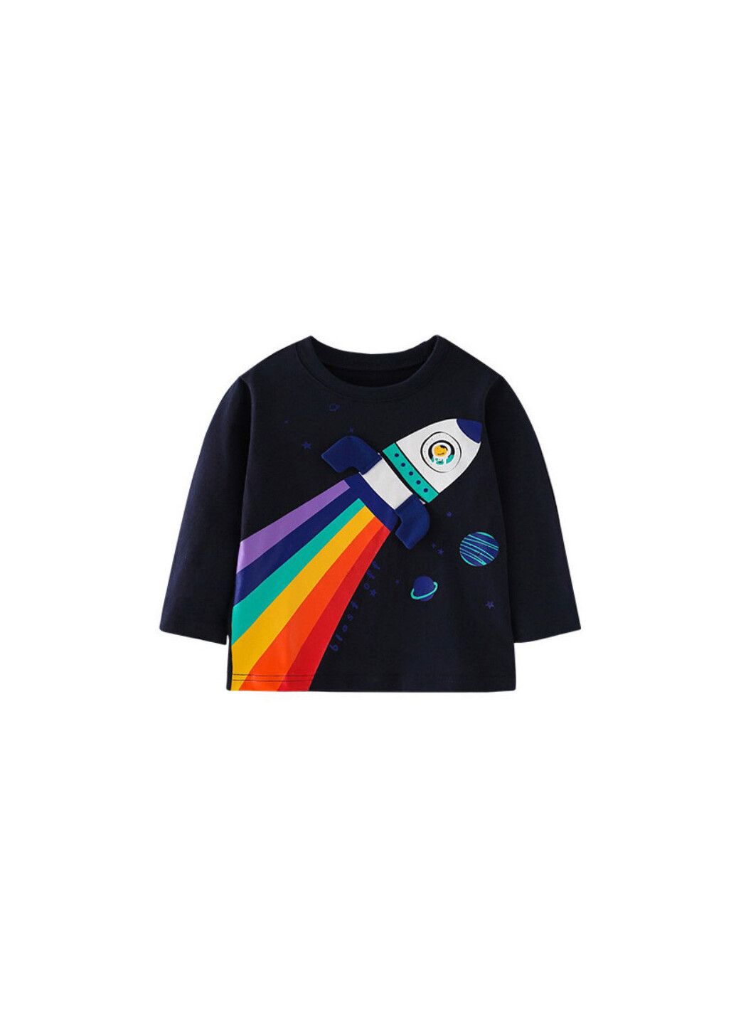 Лонгслів для хлопчика із зображенням ракети синій Rainbow rocket Berni kids 59698 (251860262)