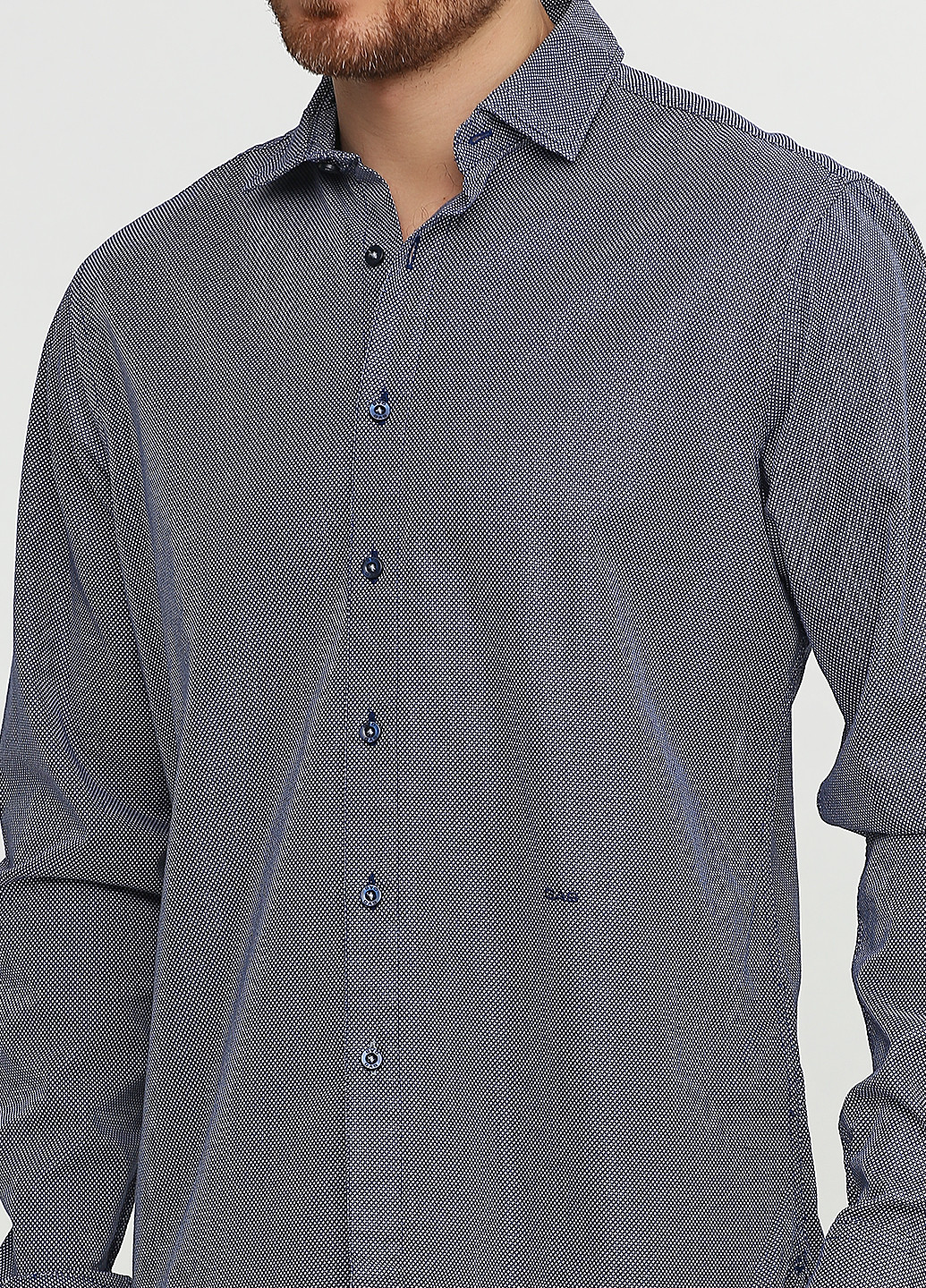 Темно-синяя кэжуал рубашка с рисунком Gas с длинным рукавом