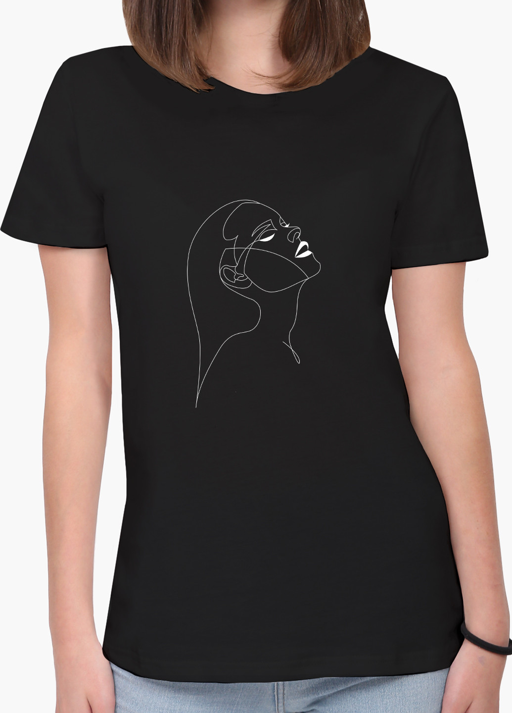 Черная демисезон футболка женская контурный минимализм (contour minimalism) (8976-1788) xxl MobiPrint