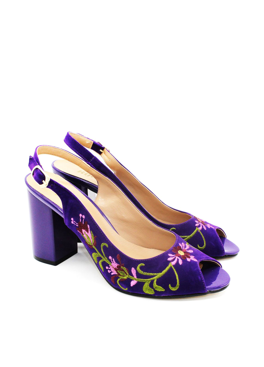 Фиолетовые босоножки Rifellini с ремешком с вышивкой