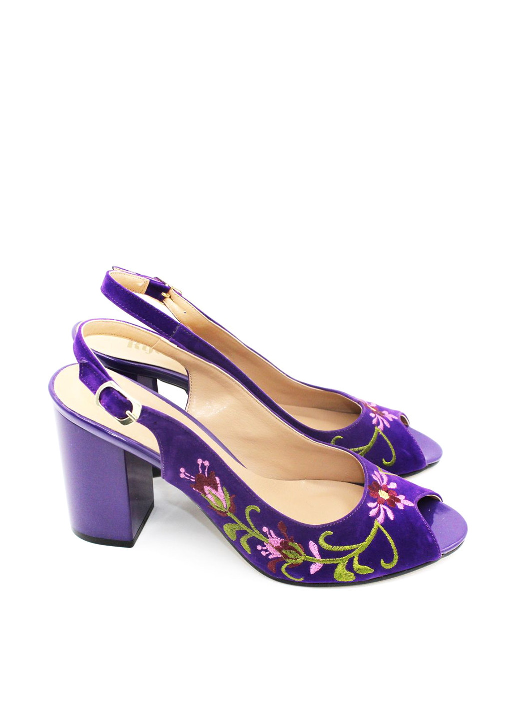 Фиолетовые босоножки Rifellini с ремешком с вышивкой