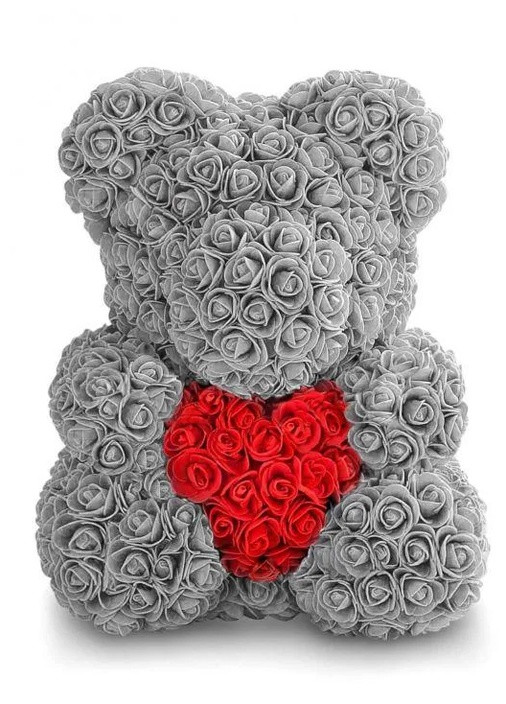 Ведмедик з троянд 40 см у подарунковій коробці No Brand (251931981)
