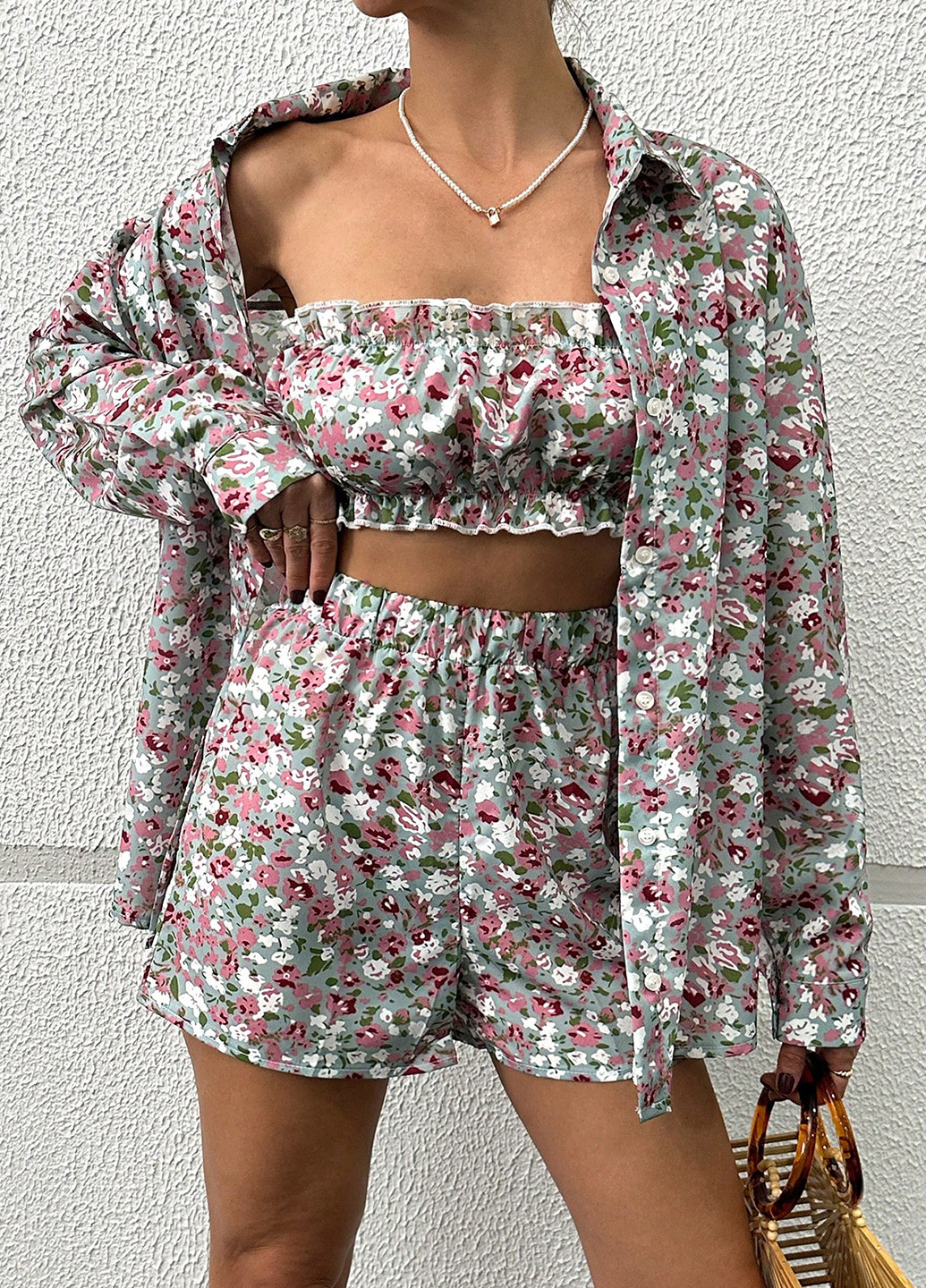 Костюм (сорочка, топ, шорти) SHEIN (332520123)