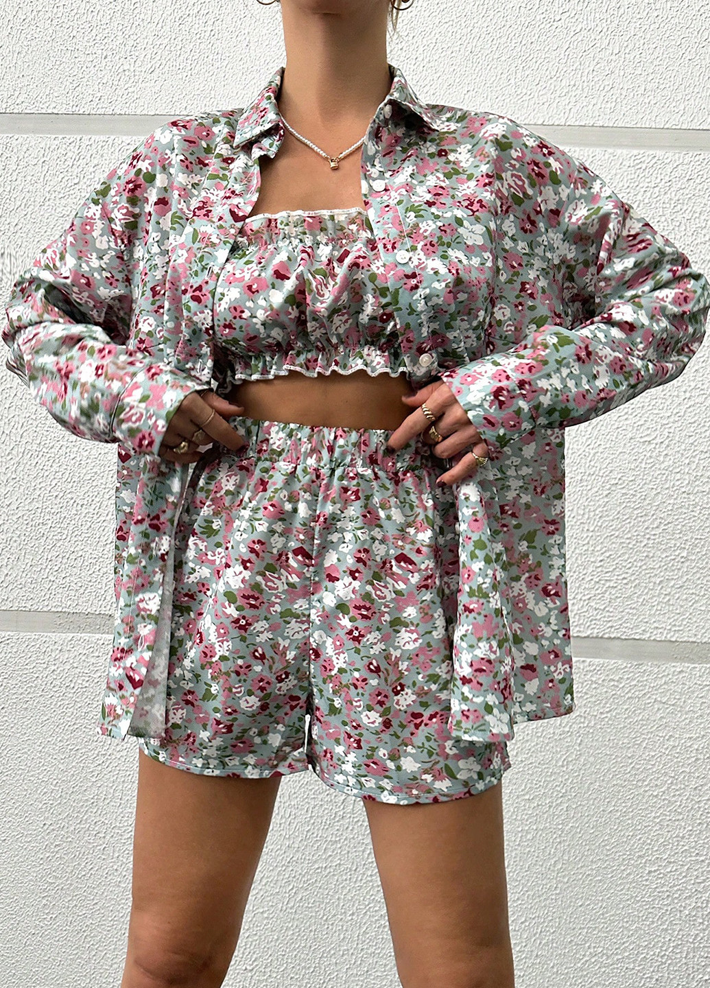 Костюм (сорочка, топ, шорти) SHEIN (332520123)