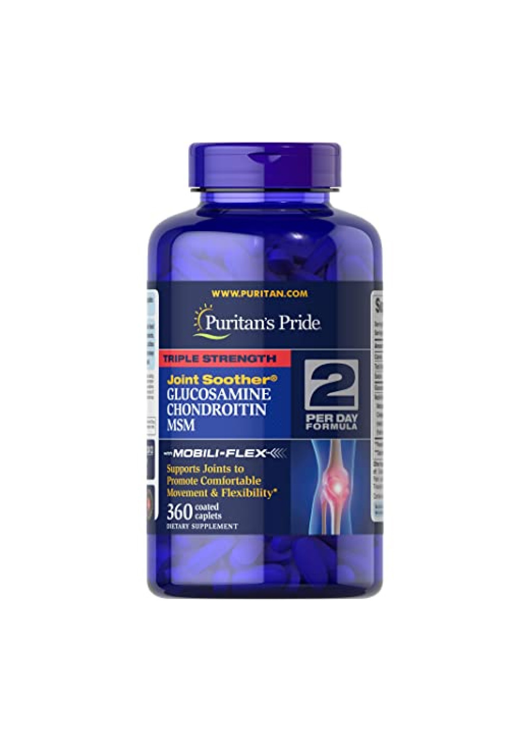 Глюкозамін для суглобів та зв'язок Puritan's Pride Glucosamine Chondroitin MSM Triple Strength - 360 caplets Puritans Pride (253153438)