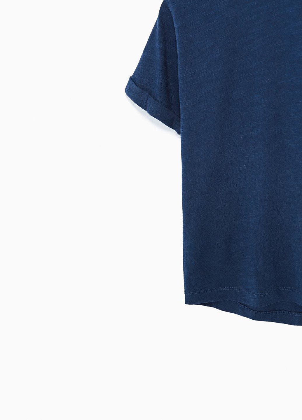 Темно-синяя летняя футболка с коротким рукавом Zara