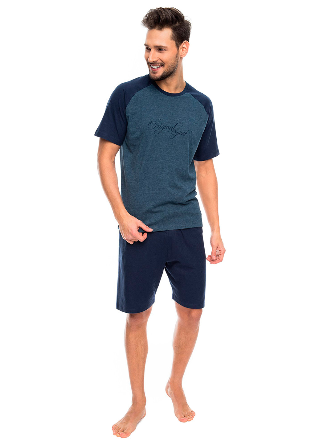 Темно-синий демисезонный комплект (футболка, шорты) Rossli