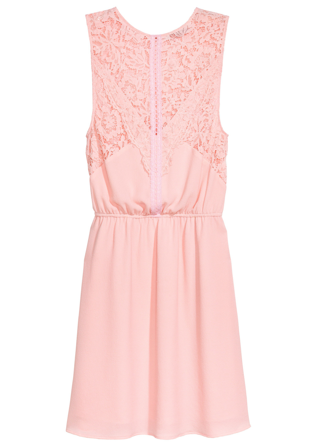 Светло-розовое коктейльное платье клеш H&M однотонное