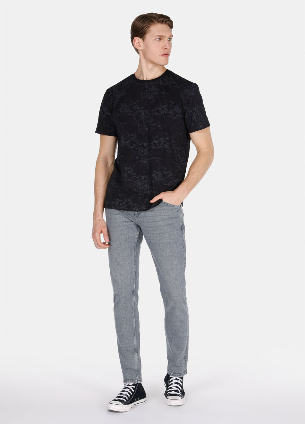 Серо-голубые демисезонные слим джинсы Colin's