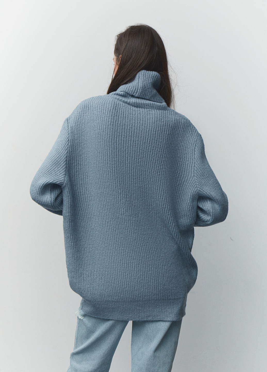 Блакитний зимовий светр оверсайз із високим горлом пуловер Papaya