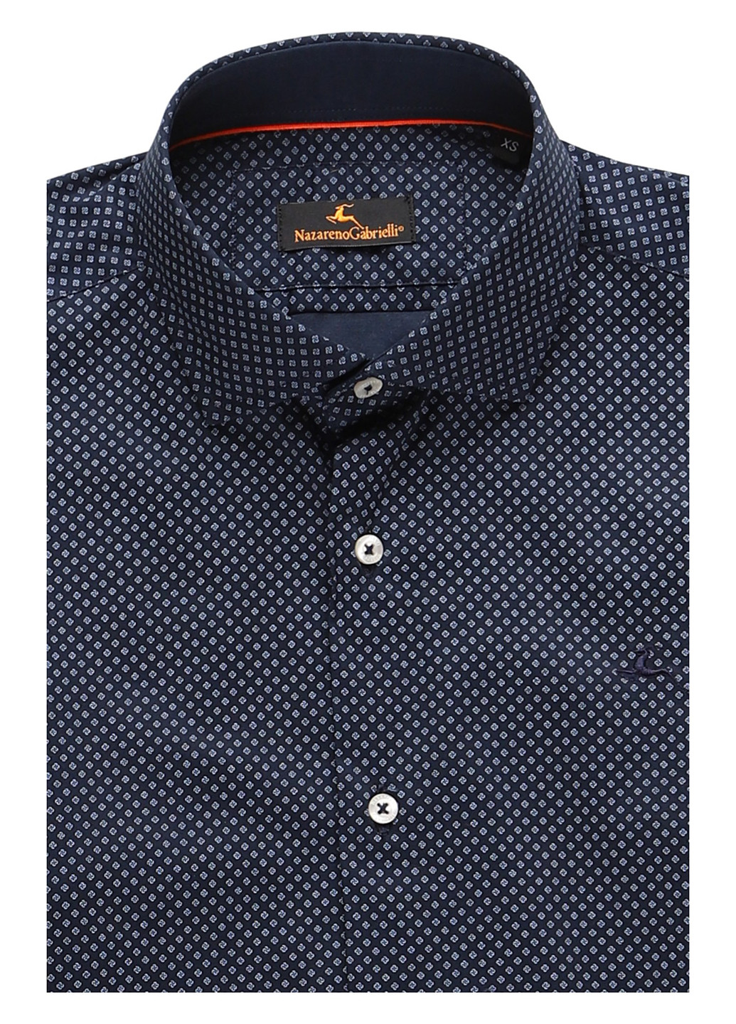 Темно-синяя классическая, кэжуал рубашка с геометрическим узором Nazarenogabrielli