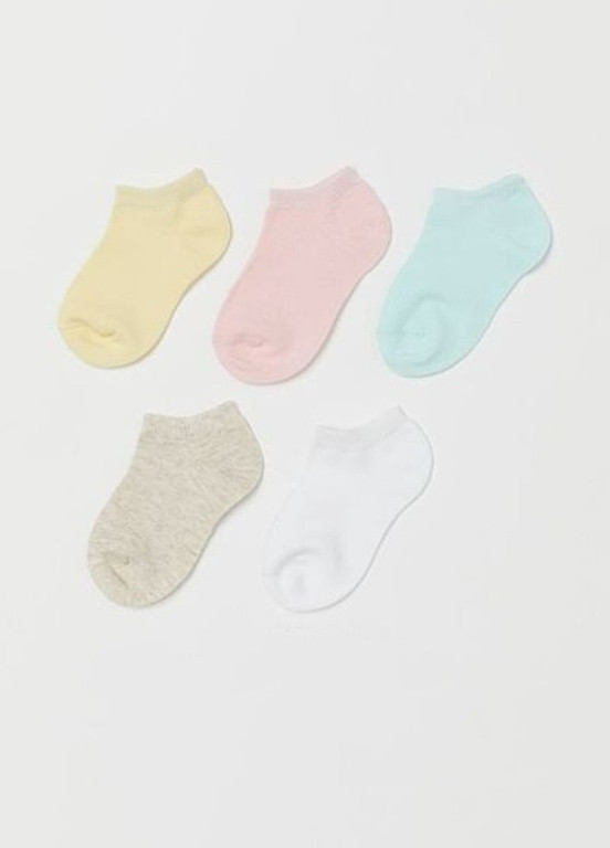 5 пар носков Белый/Бежевый/Ментоловый/Розовый/Желтый H&M (251794380)