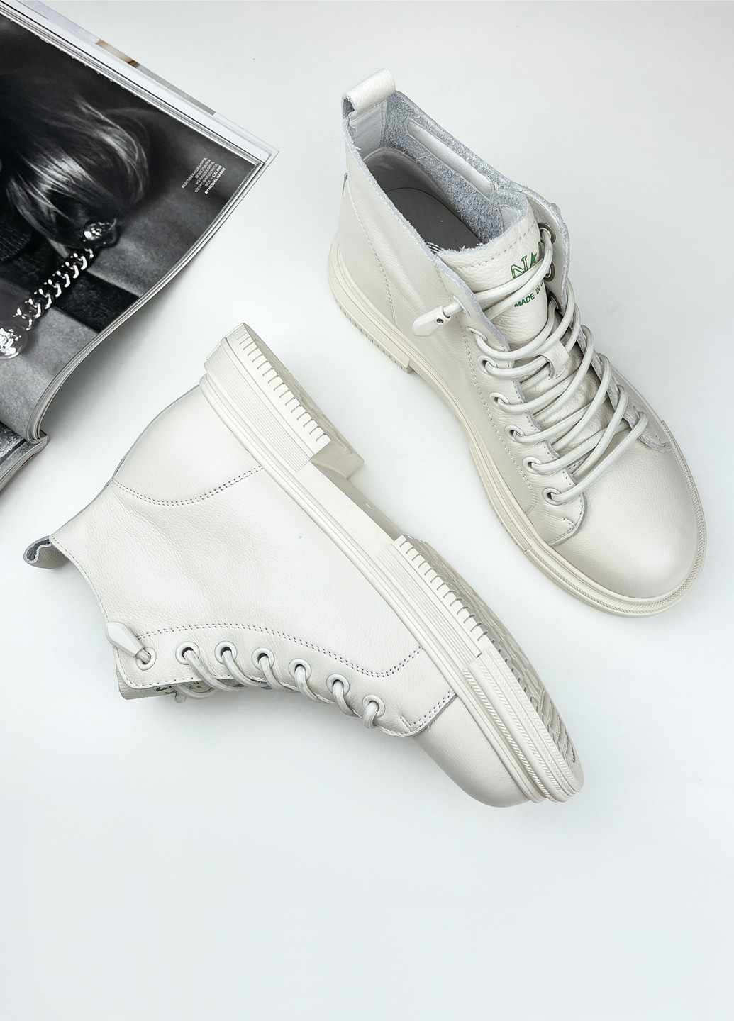 Жіночі черевики із натуральної шкіри білі демісезонні Fashion (251198566)