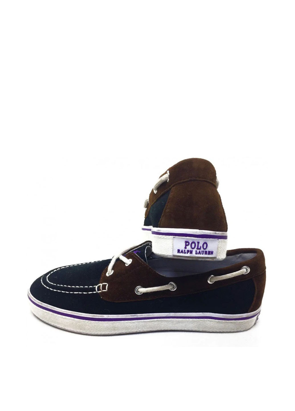 Темно-коричневые топсайдеры Ralph Lauren со шнуровкой, с белой подошвой