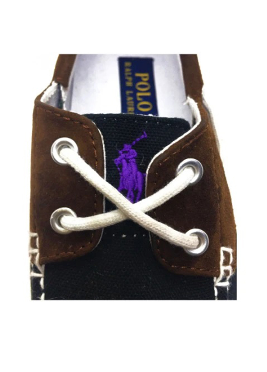 Темно-коричневые топсайдеры Ralph Lauren со шнуровкой, с белой подошвой