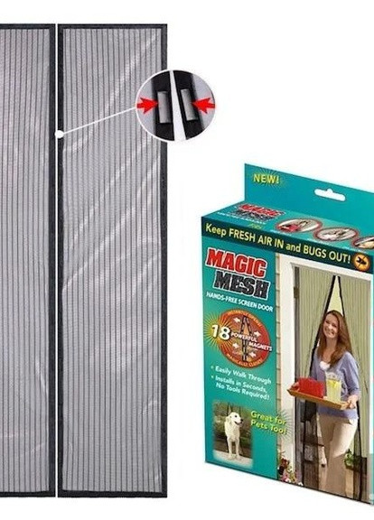 Антимоскитная магнитная шторка, Magic Mesh сетка на двери, 210х100см Черный Good Idea (236127159)