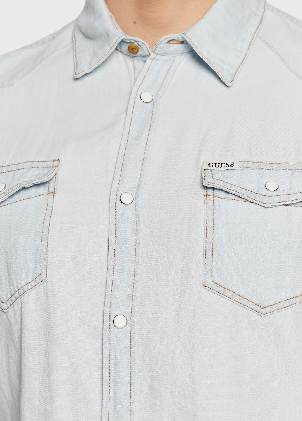 Голубой классическая, кэжуал рубашка с логотипом Guess