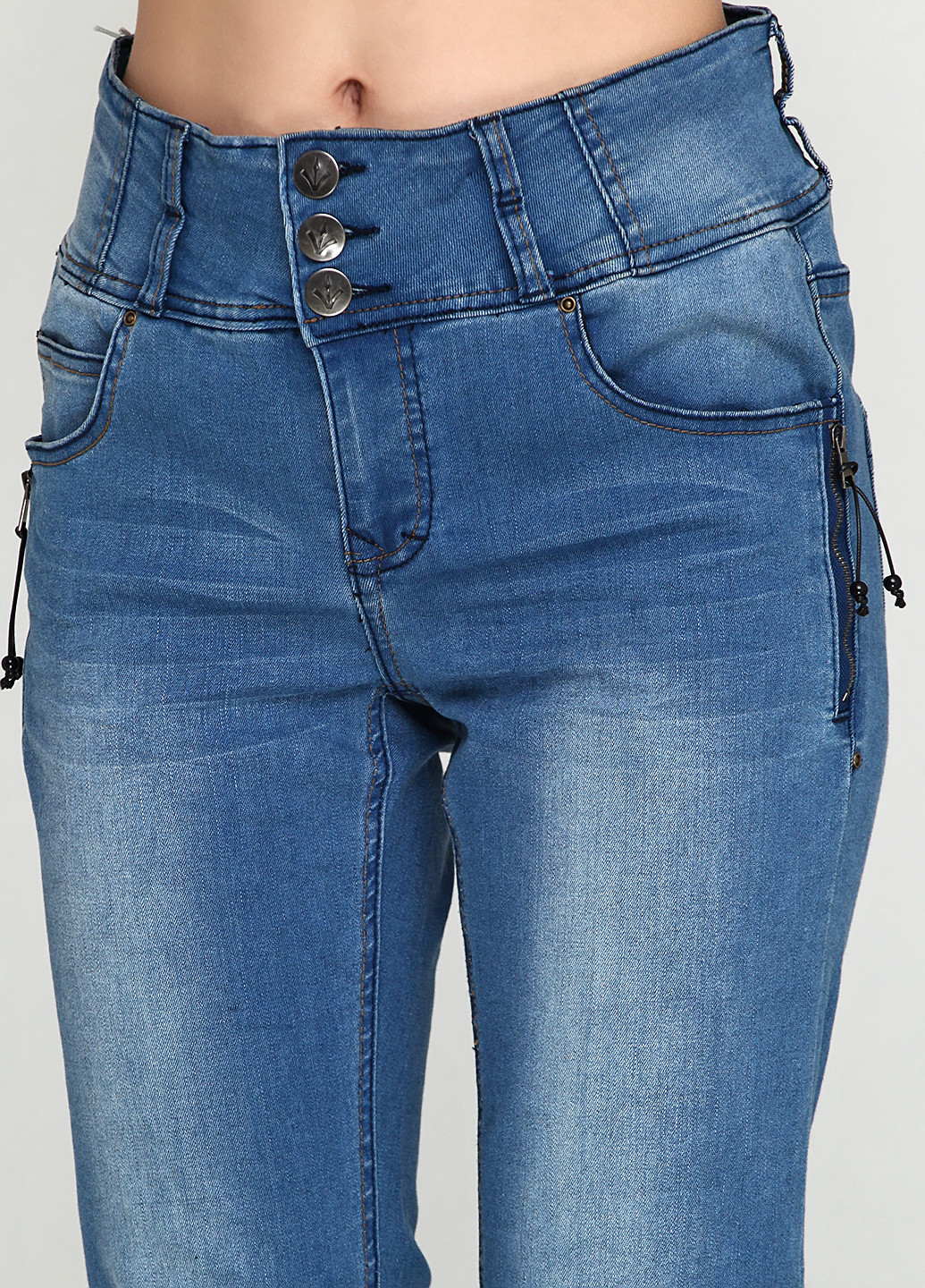 Голубые демисезонные зауженные джинсы Adia Fashion