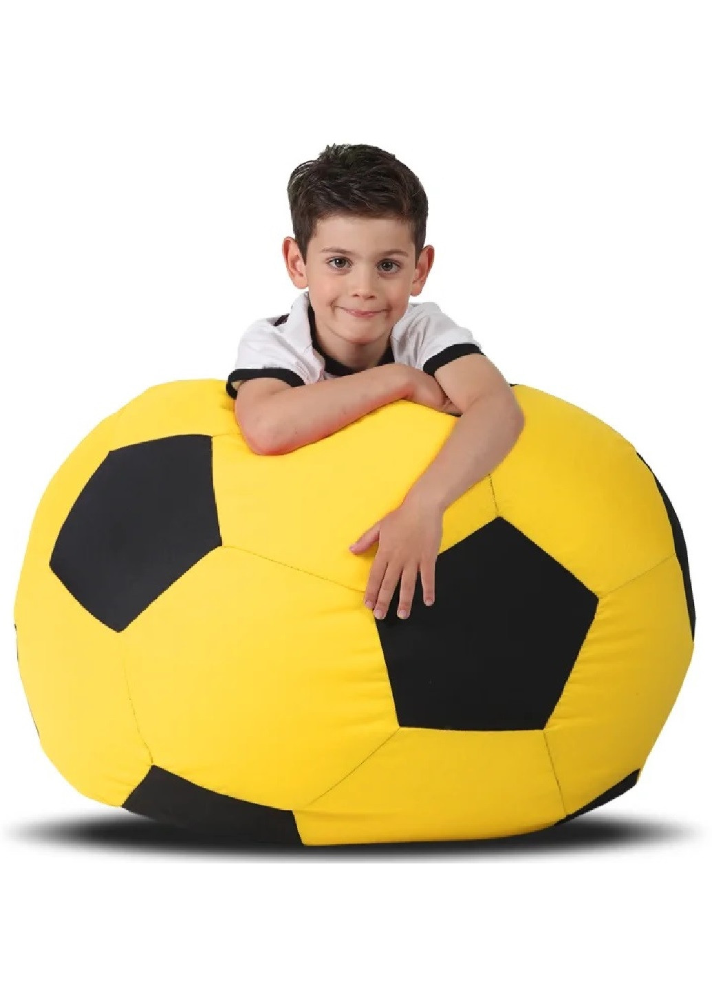 Безкаркасне крісло мішок футбольний м'яч 120х120 см (31232-Нов) Жовтий з чорним Francesco Marconi (251125740)