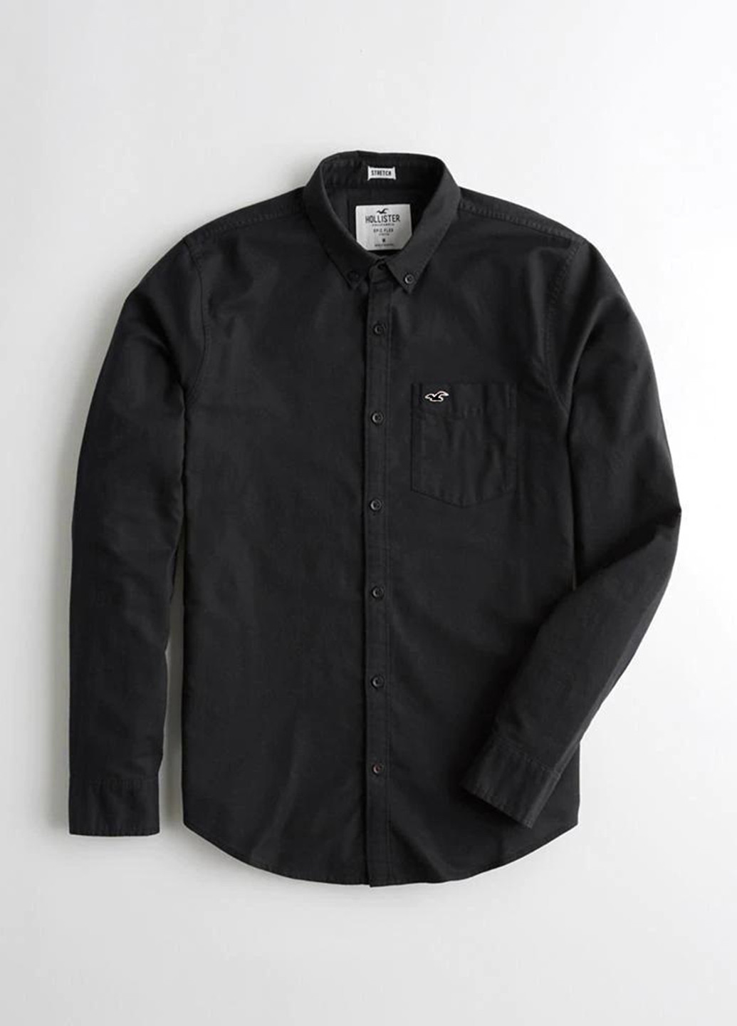 Черная кэжуал рубашка однотонная Hollister