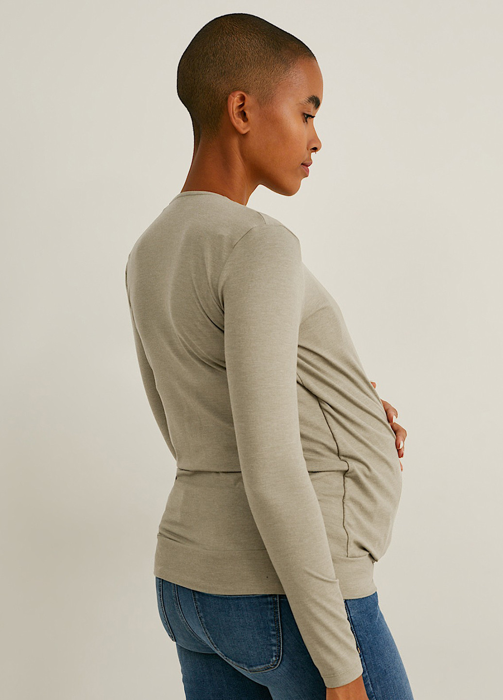 Сіро-зелена блуза для вагітних та годуючих на запах C&A