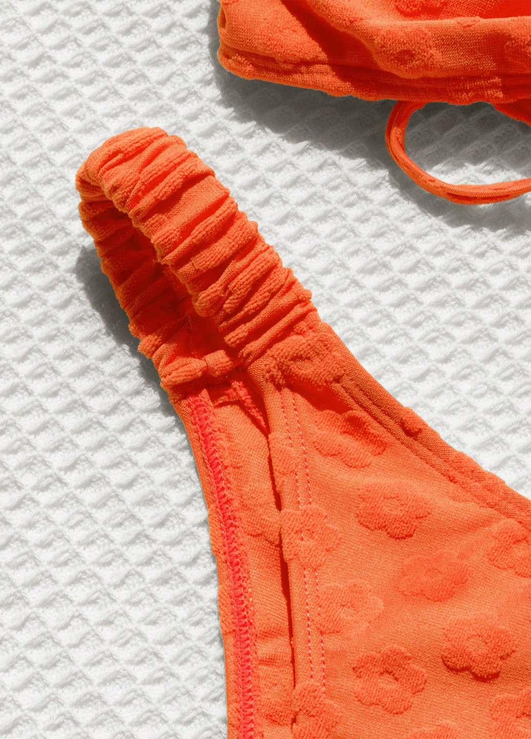 Помаранчевий літній купальник (ліф, трусики) бандо, роздільний SHEIN