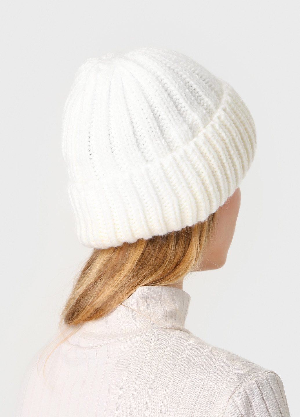 Тепла зимова вовняна жіноча шапка з відворотом на флісовій підкладці 500045 DeMari мия (244712872)