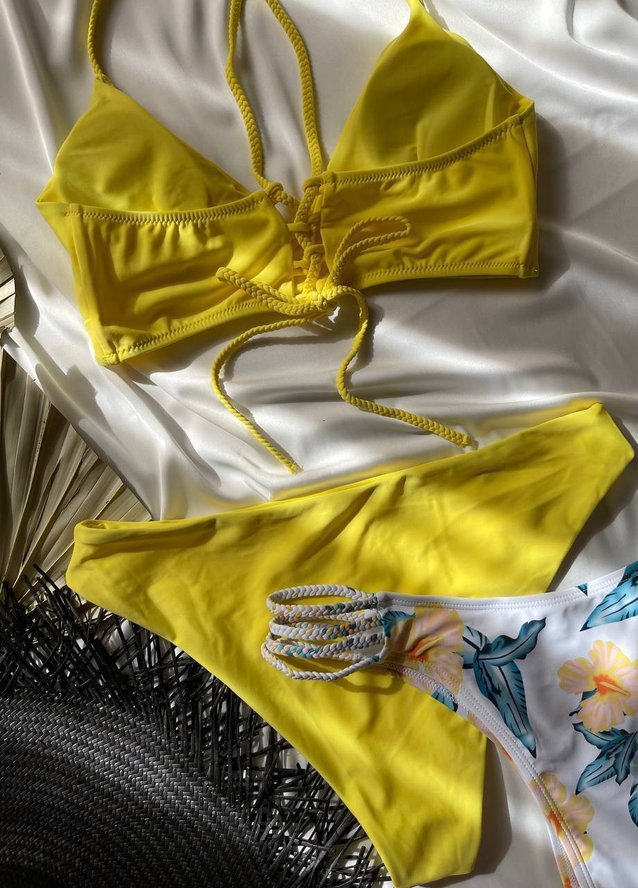Желтый летний яркий женский купальник No Brand