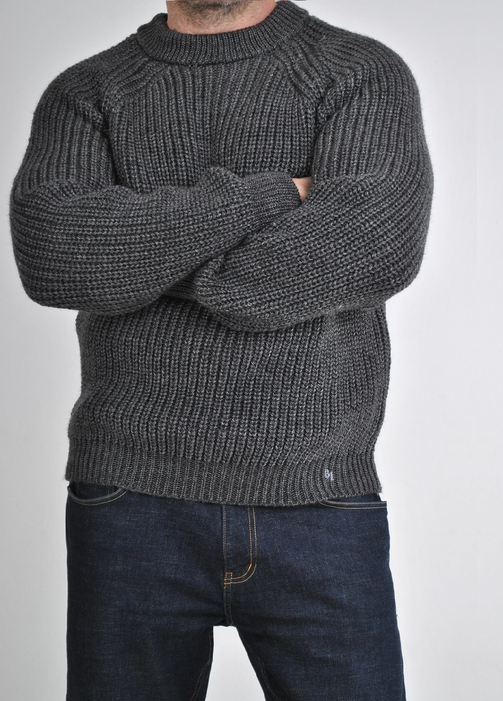 Графитовый зимний свитер крупной вязки Berta Lucci