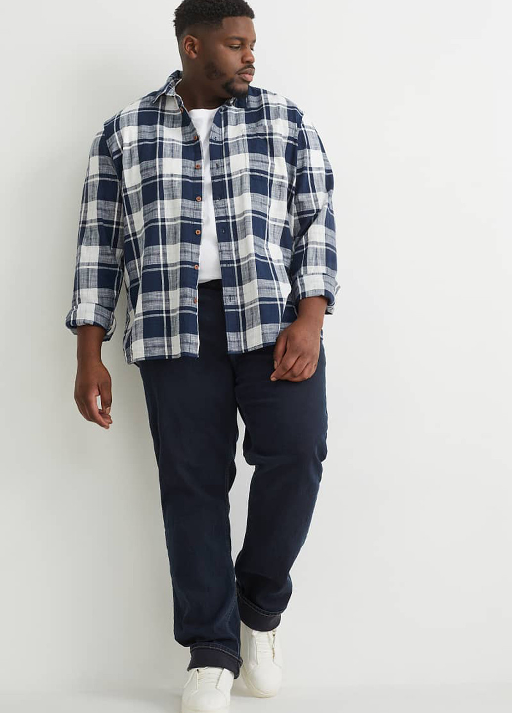 Темно-синие демисезонные мешковатые, зауженные джинсы C&A