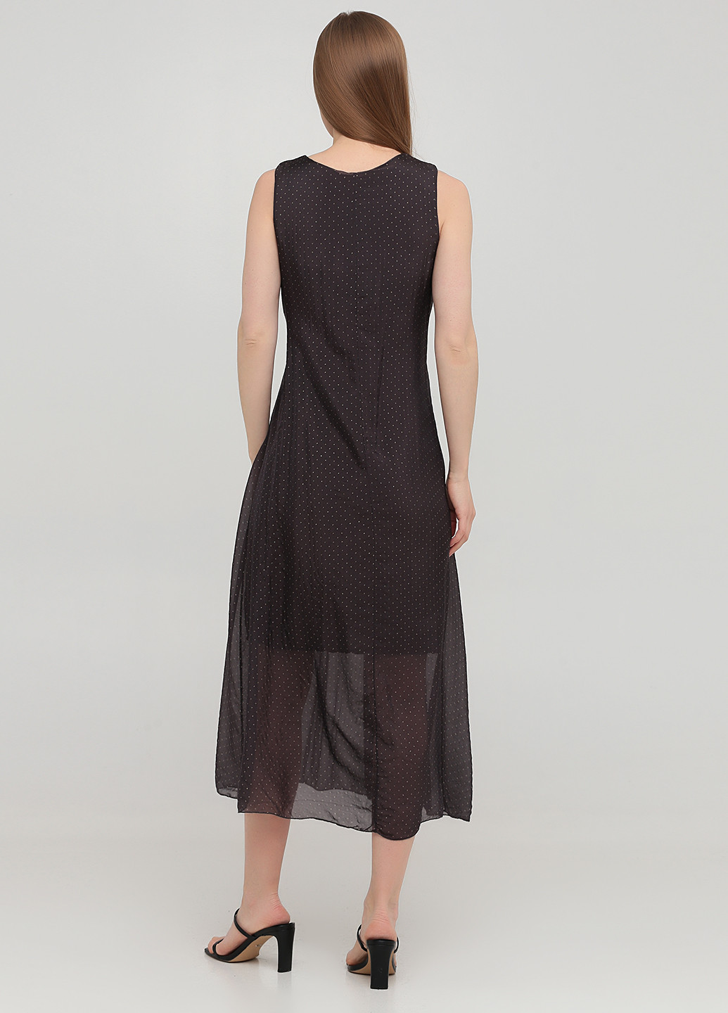 Темно-коричнева кежуал сукня в стилі армпір Sarah Chole в горошок
